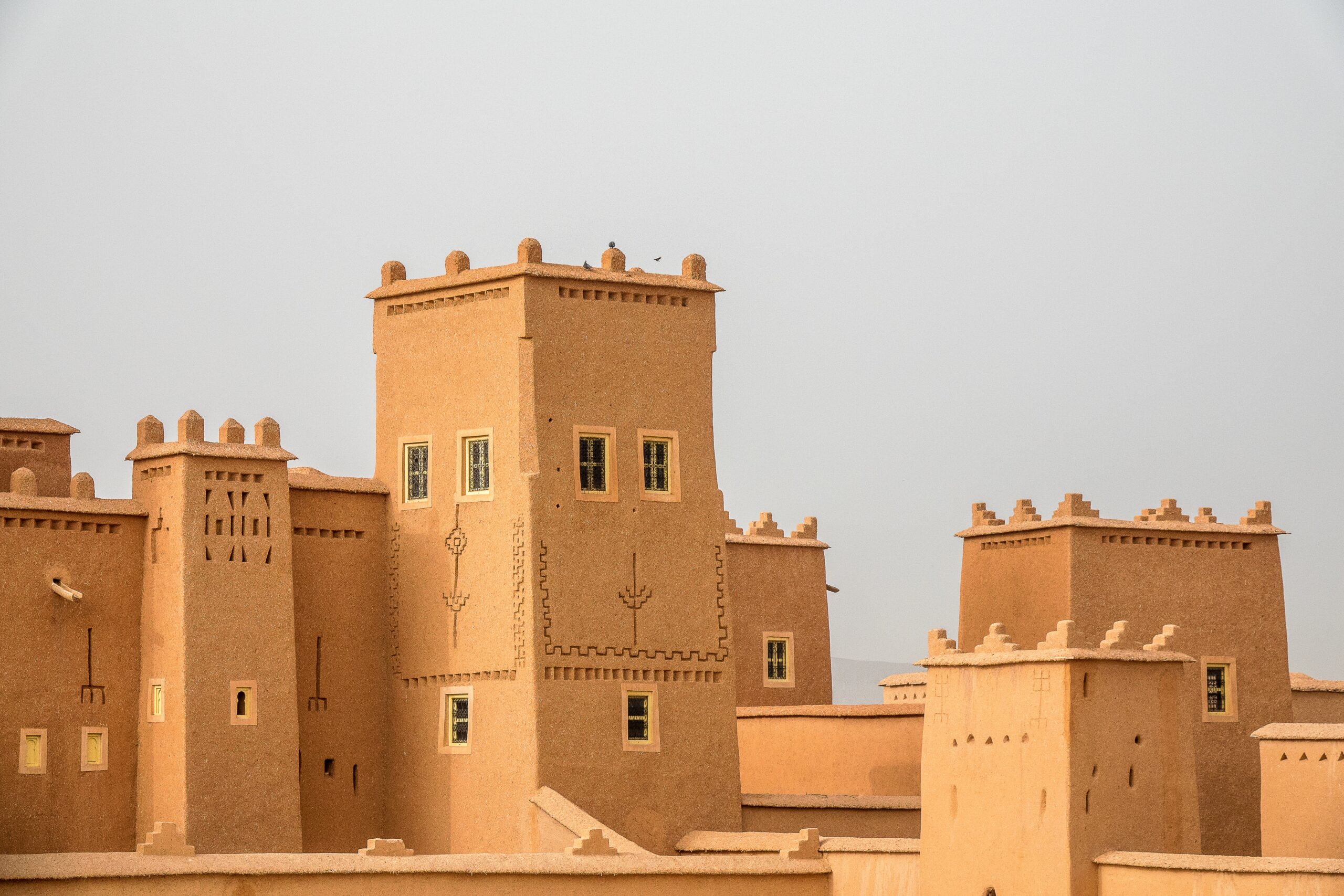Historical buildings in Morocco with grey background